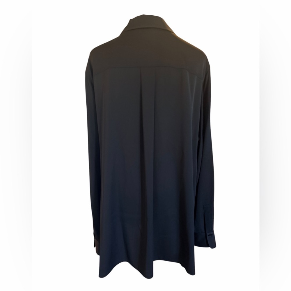 Vince Silk Button Down Blouse Black Relaxed Fit XXL NWT Minimal Luxury - Picture 5 of 9